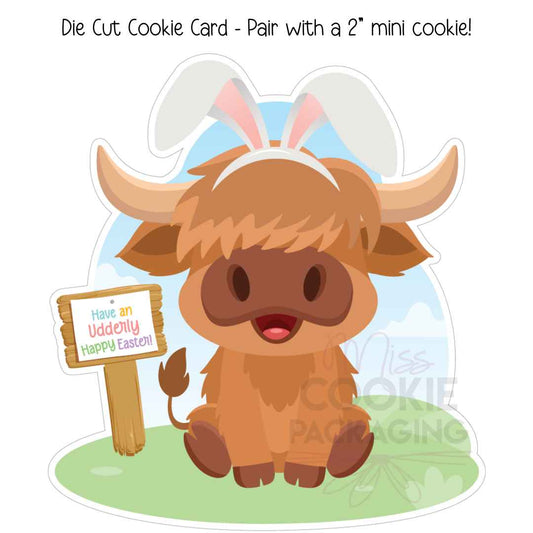 Highland Cow Die Cut Cookie Card – Set of 25 Printed 5.5″ x 6″ Cookie Cards