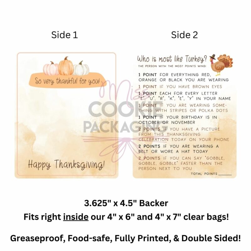 Greaseproof Backer - Thanksgiving Place Card