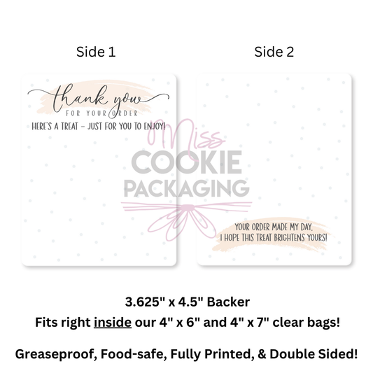 Greaseproof Backer – Car Cookie Thank You Card – 3.625″ x 4.5″ Backer