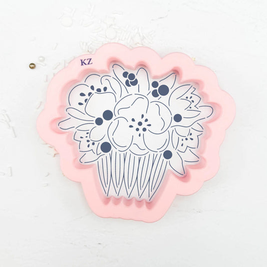 Cookie Cutter Floral Hair Comb 3.75"