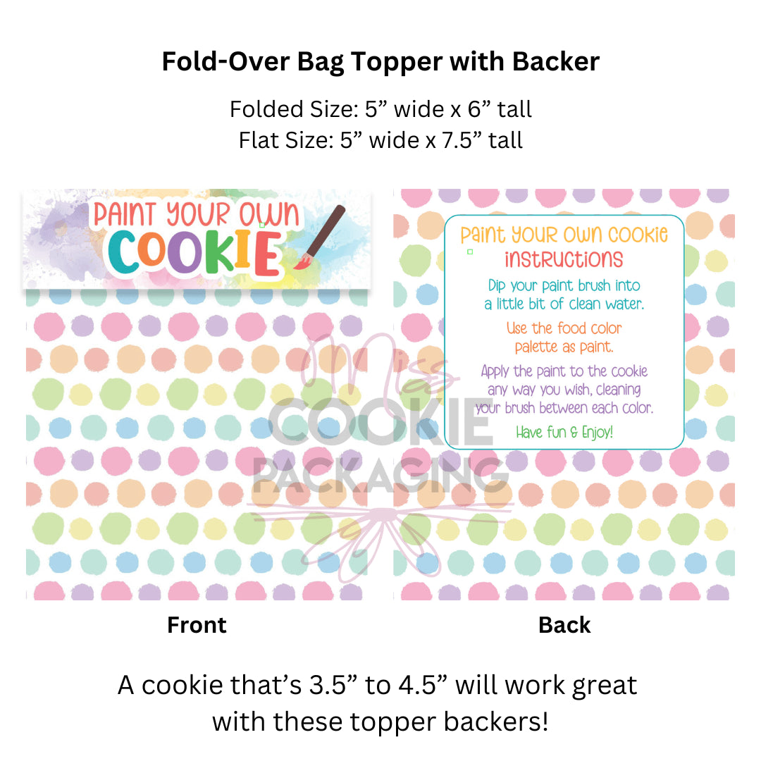 Everyday Paint Your Own Cookie Instructions Fold-Over Topper/Backer – Set of 25
