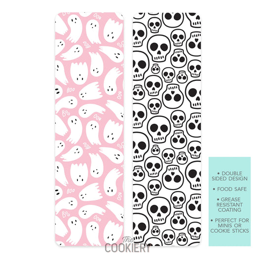 GHOSTS AND SKULLS GREASE-RESISTANT FOOD SAFE COOKIE CARD BACKERS - THE COOKIERY