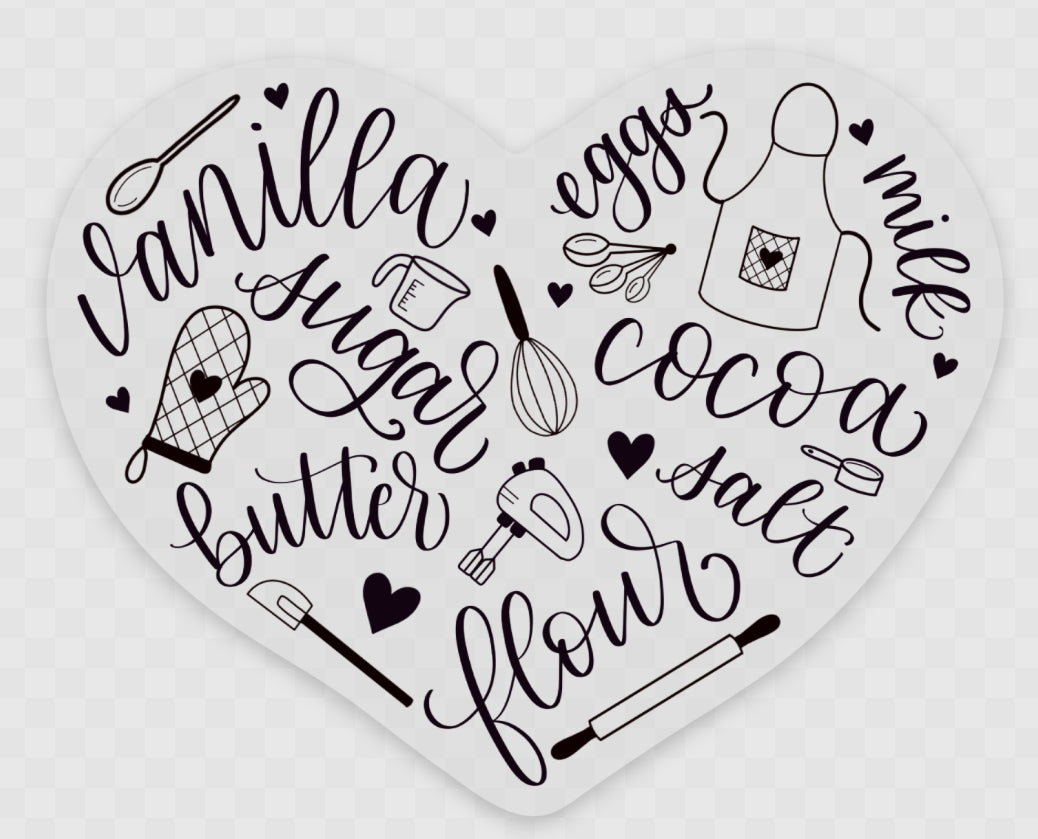 Clear Heart Baking Sticker