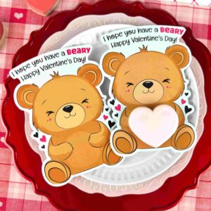 Beary Valentine’s Day Die Cut Cookie Card – Set of 25 Printed 5″ x 7″ Cookie Cards