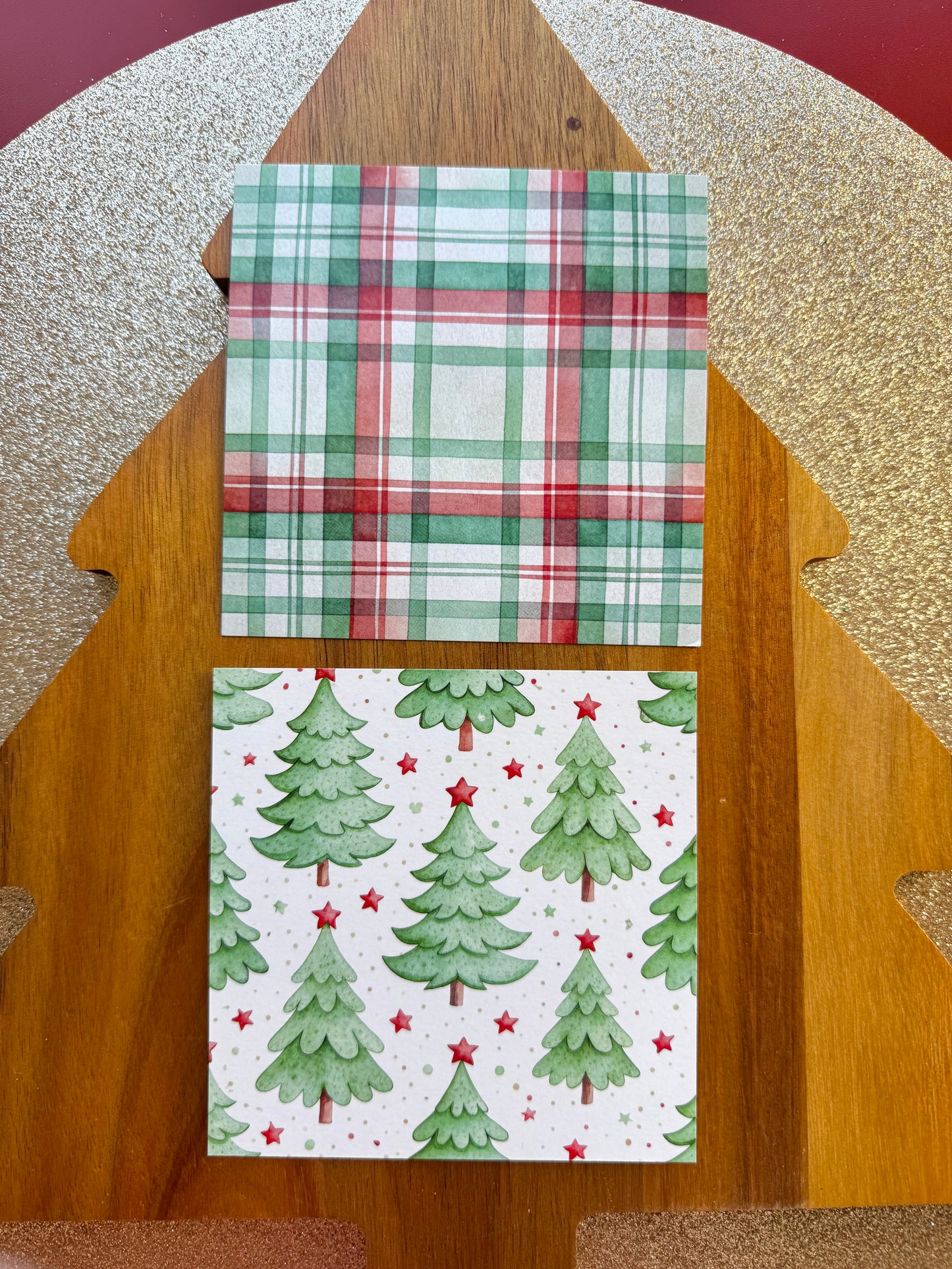 Christmas Trees & Plaid Square Backer 4.5"X4.5" (Copy)