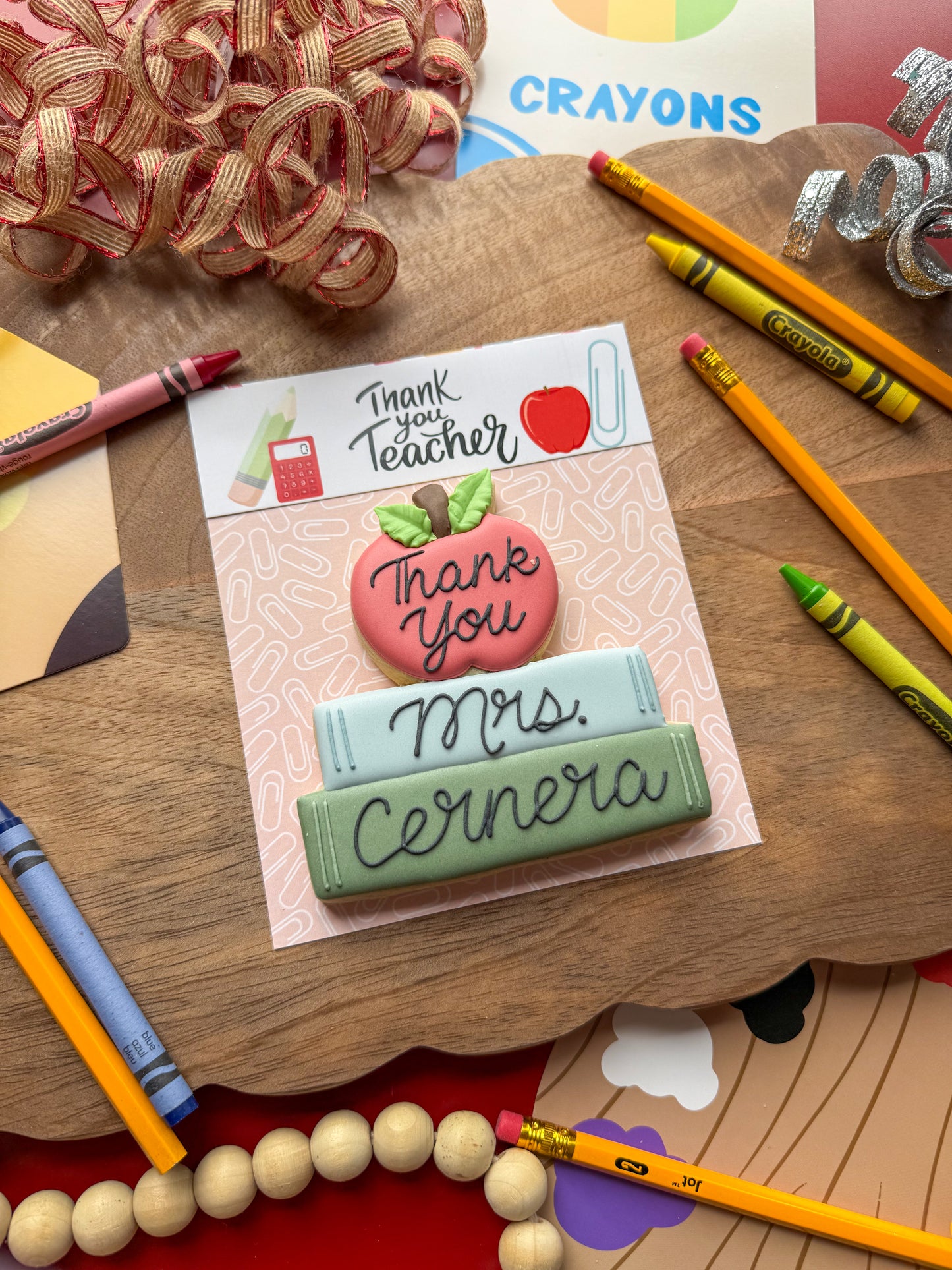 Personalized Apple & Book Stack