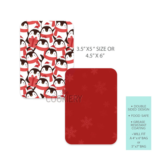 Penguin Grease-Resistant Food Safe Cookie Card Backers - 4.5" x 6"