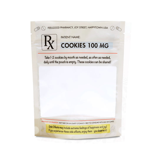 Rx Prescription Cookie Pouches –Stand Up Pouch 10 Pack