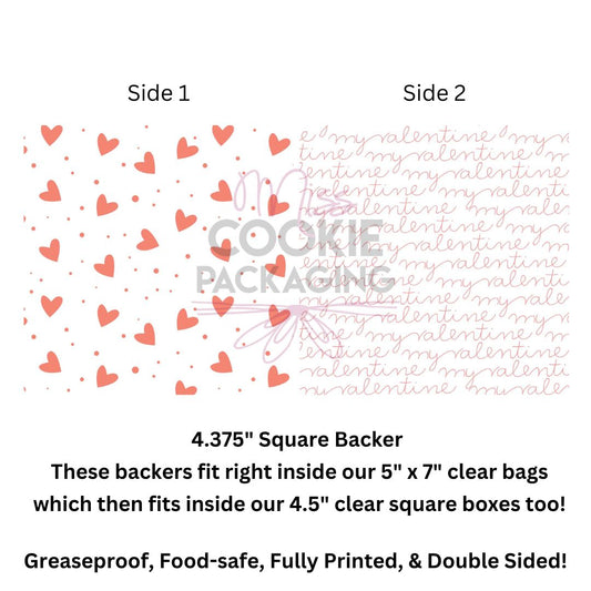 Greaseproof Backer – My Valentine Hearts – 4.375” Square Backer