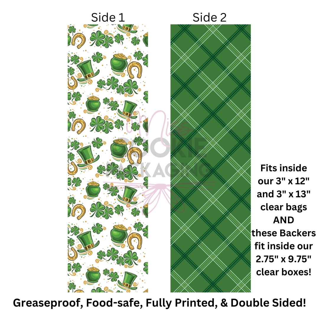 Greaseproof Backer – St Patricks Pattern – 9.5″ x 2.625″