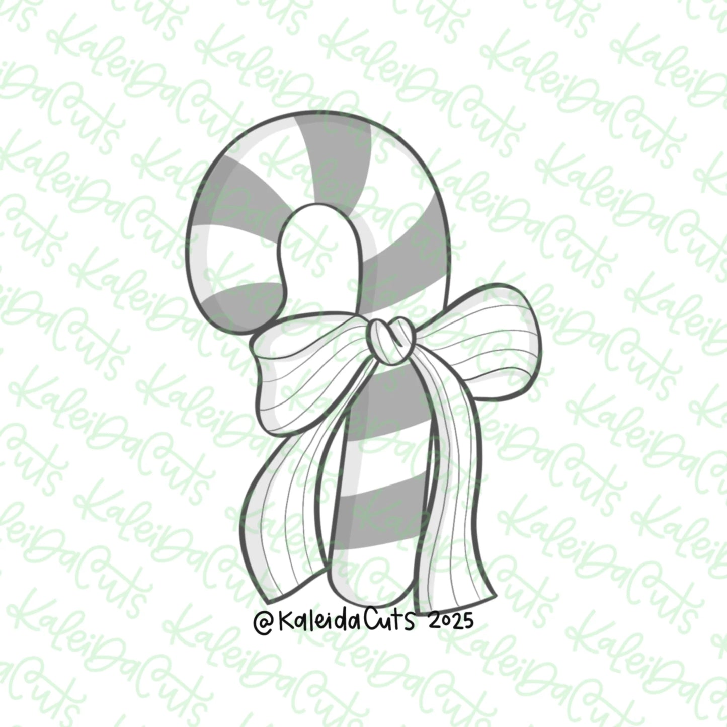 2025 Coquette Candy Cane Cookie Cutter Standard - 4.2"