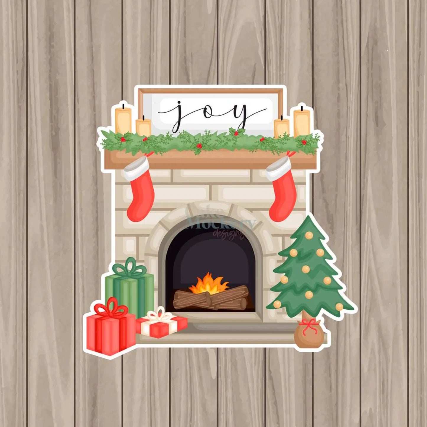 Fireplace -5.75"x 5.75" Die Cut Cookie Card