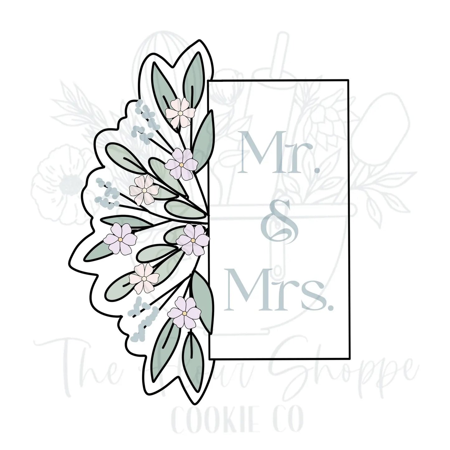 Floral and Greenery Rectangle 1 Plaque Cookie Cutter