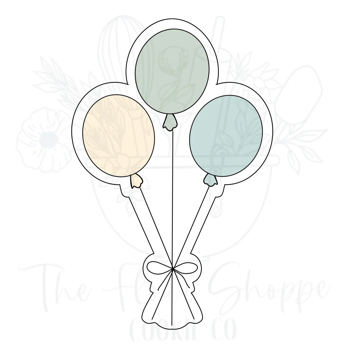 Balloon Trio Bouquet with Small Bow Cookie Cutter
