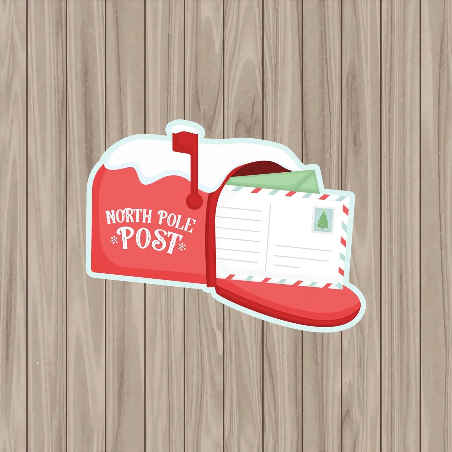 North Pole Mailbox - 6.25" x 4.75" Die Cut Cookie Card