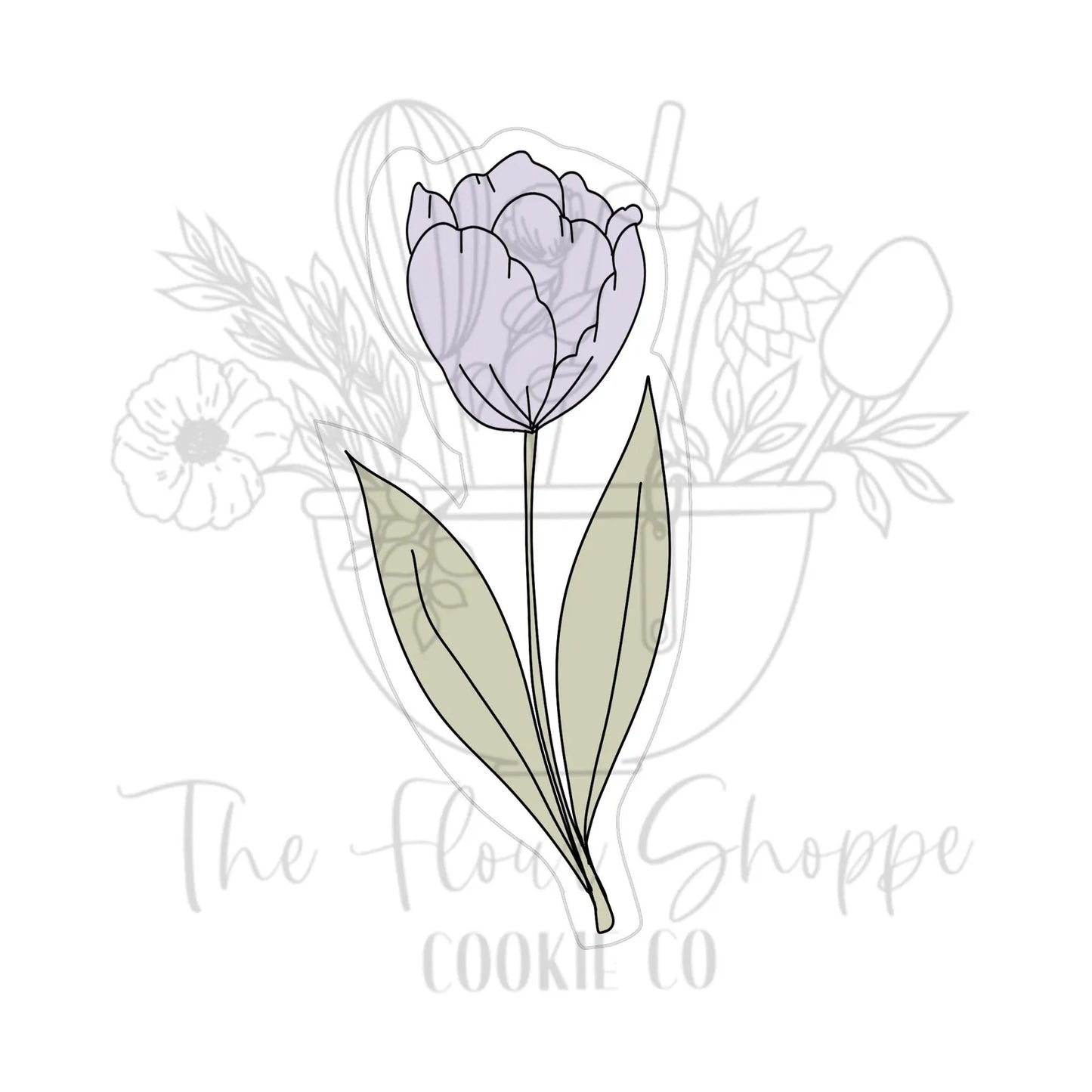 Tall Tulip 2, Long Stem Flower Bouquet Cookie Cutter