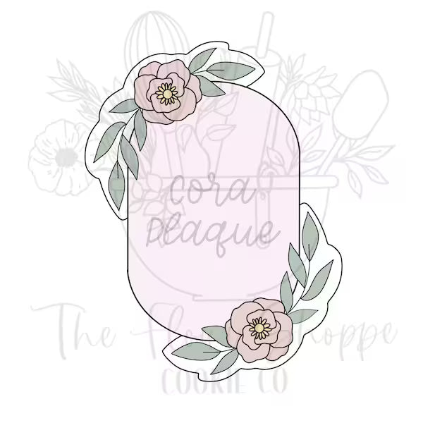 Cora Floral Oval Plaque Cookie Cutter