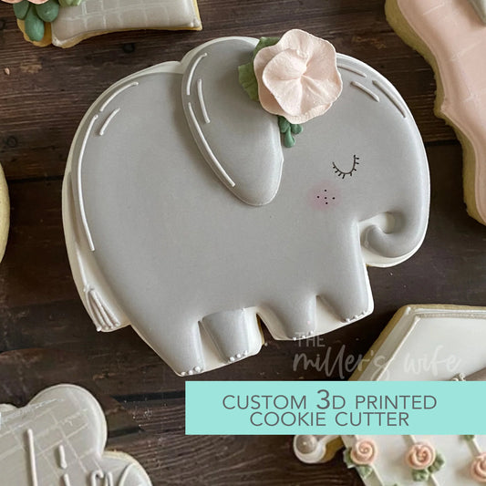 Chubby Elephant Cookie Cutter - Safari Animals Cookie Cutter - 3.5"
