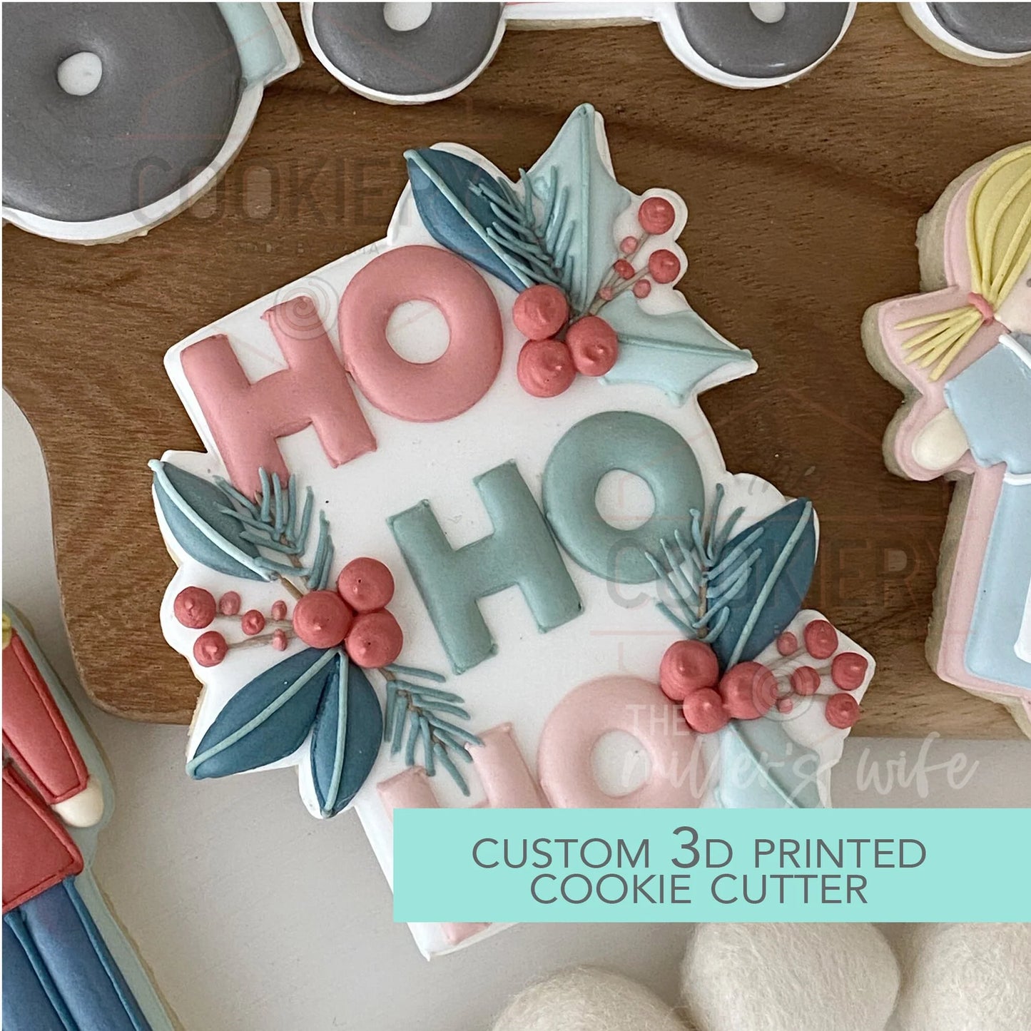 Christmas Holly Plaque Cookie Cutter 4"