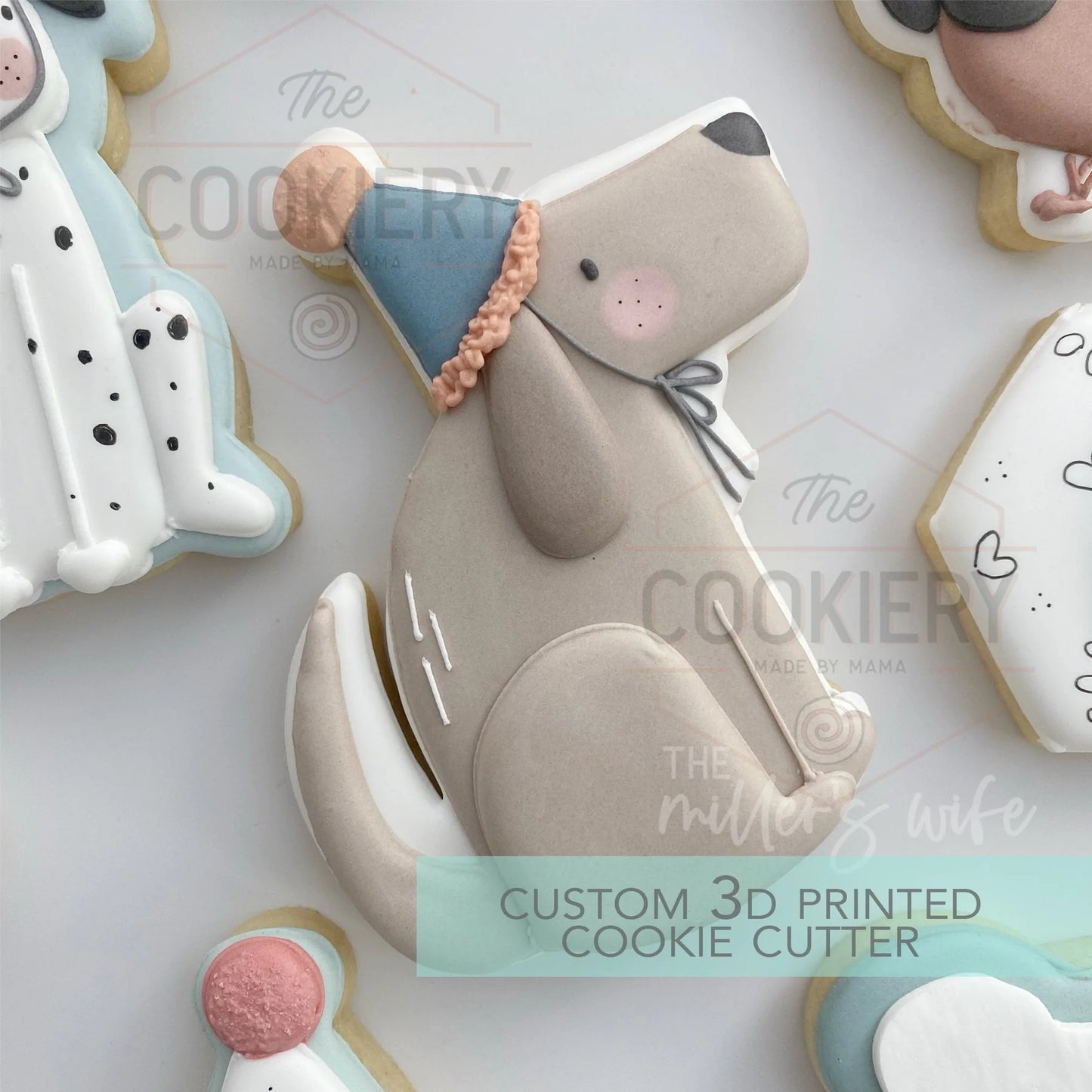 Dog with Balloon Cookie Cutter - Big Dog Breed Cookie Cutter - 4"