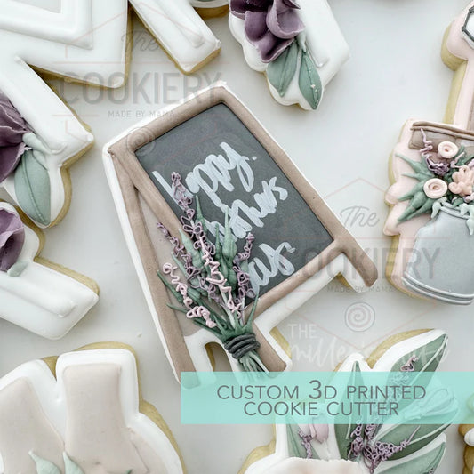Wooden Sign Cookie Cutter - Floral Mother's Day Cookie Cutter 4"