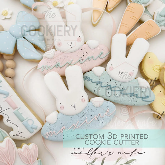 Bunny Name Plaque Cookie Cutter - Easter Cookie Cutter  4.5"