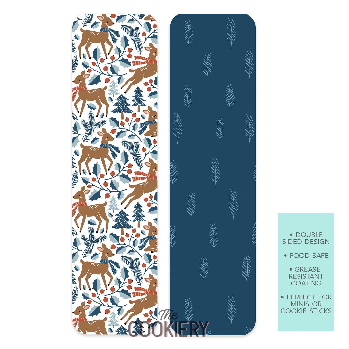 REINDEER WINTER GREASE-RESISTANT FOOD SAFE COOKIE CARD BACKERS
