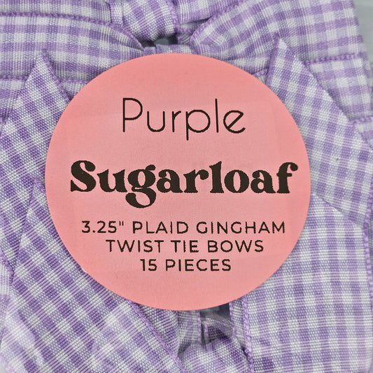 Bow - Purple Gingham Plaid 15 Pack