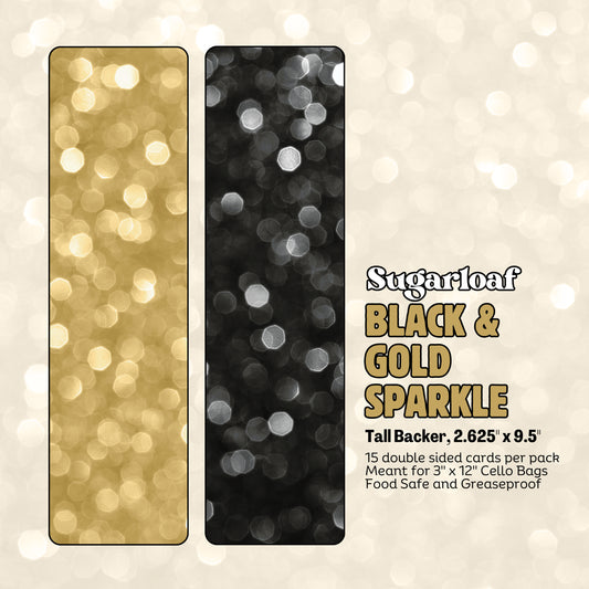 Black & Gold Sparkle - 9.5" x 2.625" Tall Backers