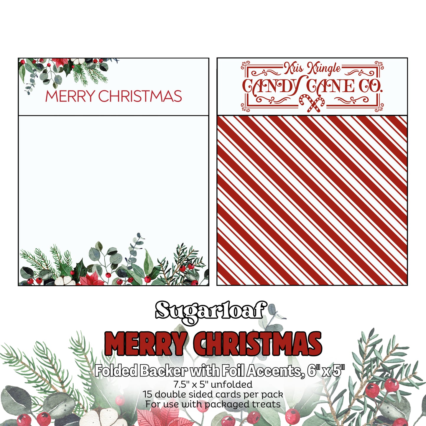 Merry Christmas (Red Foil) - 6" x 5" Folded Backers