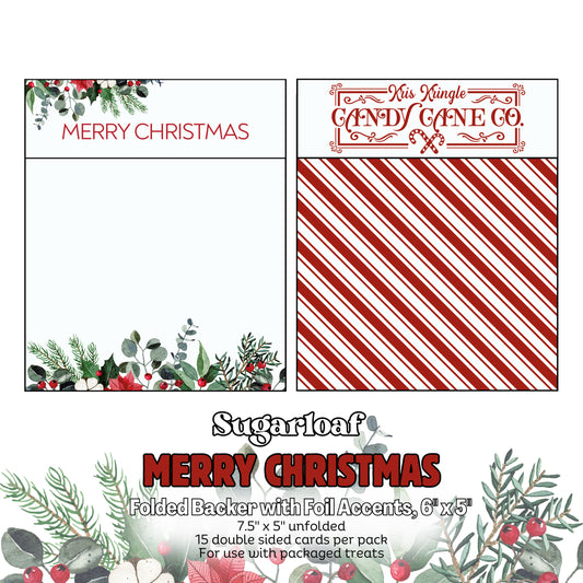 Merry Christmas (Red Foil) - 6" x 5" Folded Backers