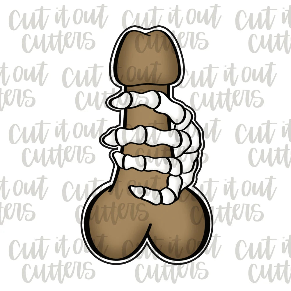 Hallo-WEENS Skeleton Hand Penis Cookie Cutter 3"