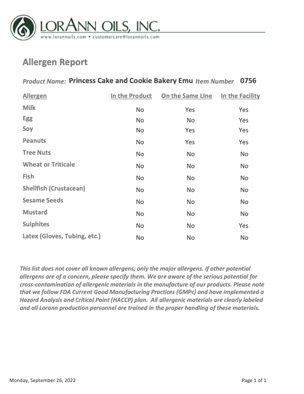 PRINCESS CAKE BAKERY EMULSION 4oz