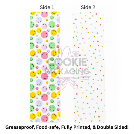 Greaseproof Backer – Smiley Faces Colorful Dots – 9.5” x 2.625”