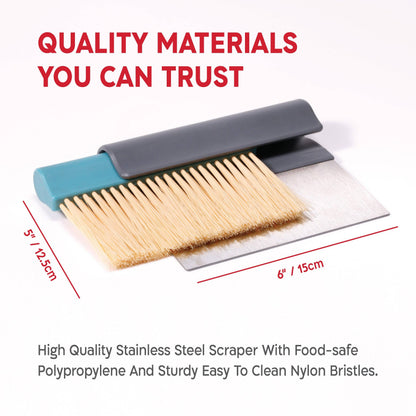 KneadAce Bench Scraper and Baker's Brush: Gray / Turquoise