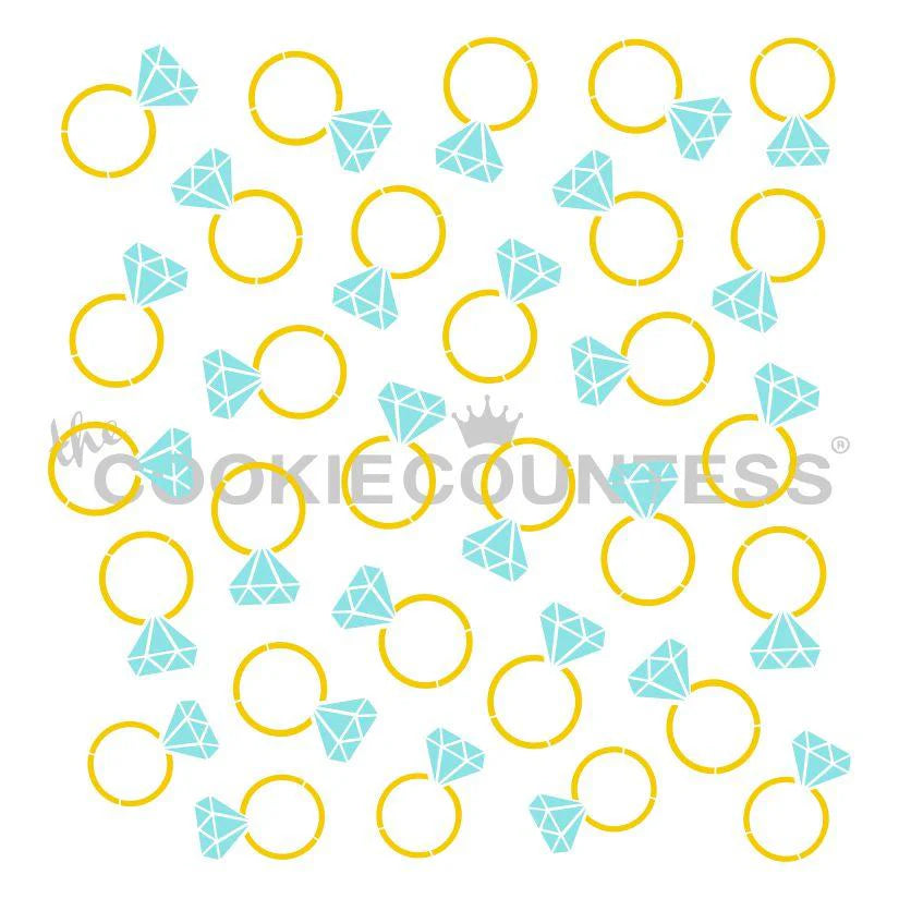 2 Piece Diamond Rings Stencil