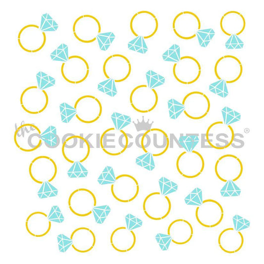 2 Piece Diamond Rings Stencil