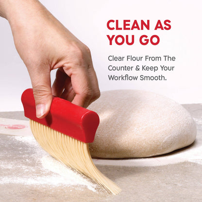 KneadAce Bench Scraper and Baker's Brush: Gray / Turquoise