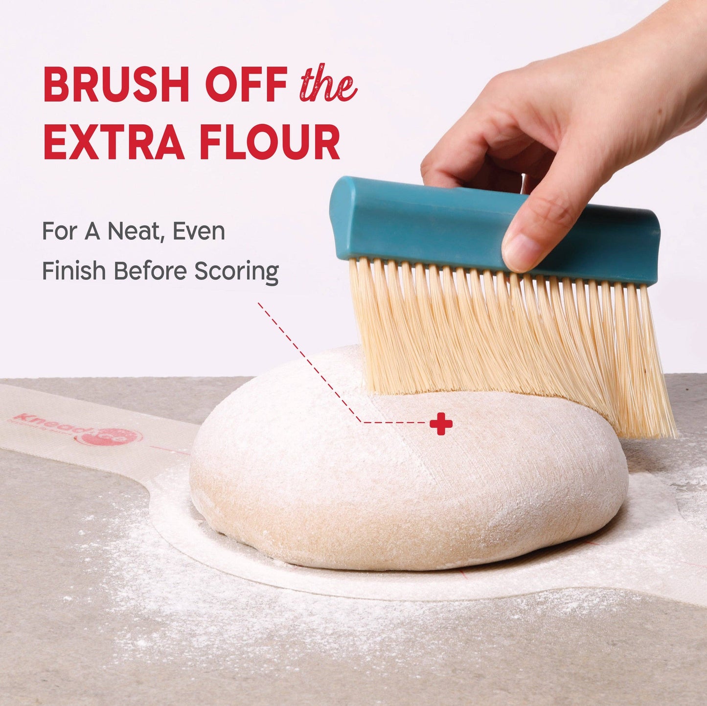 KneadAce Bench Scraper and Baker's Brush: Gray / Turquoise