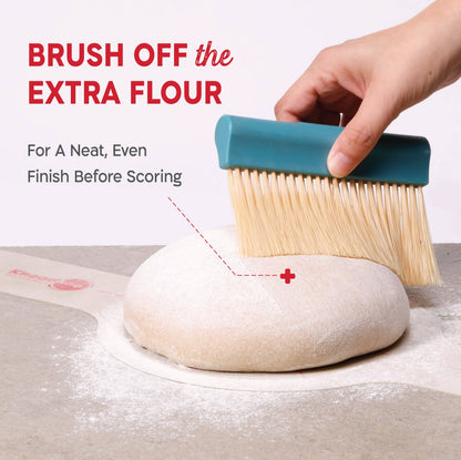 KneadAce Bench Scraper and Baker's Brush: Gray / Turquoise