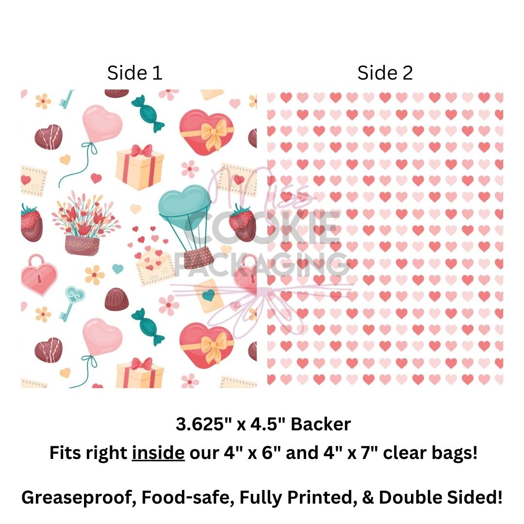 Greaseproof Backer – Valentines Pattern – 3.625” x 4.5” Backer