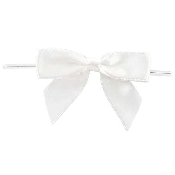 Satin Twist Tie Bows White