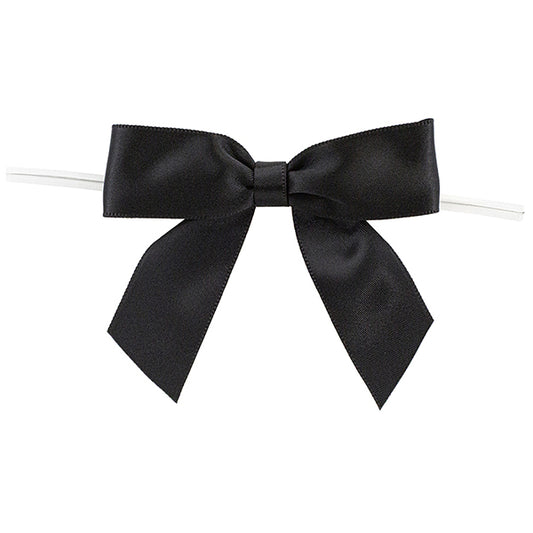 Satin Twist Tie Bows Black