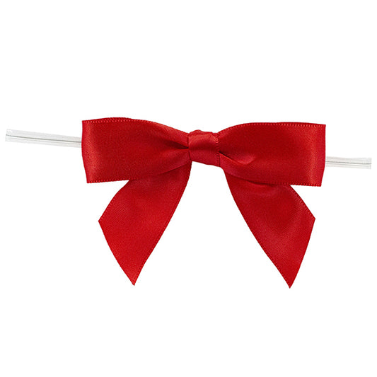 Satin Twist Tie Bows Red