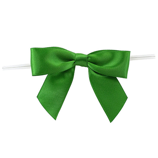 Satin Twist Tie Bows Emerald