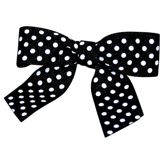 Grosgrain Dots Twist Tie Bows Black