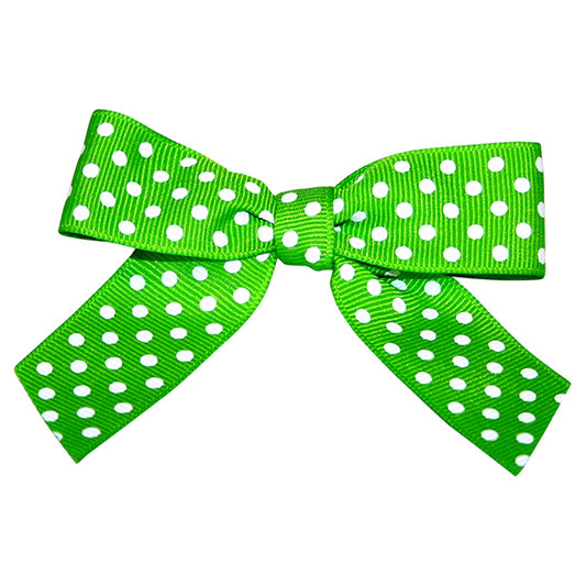 Grosgrain Dots Twist Tie Bows Apple Green