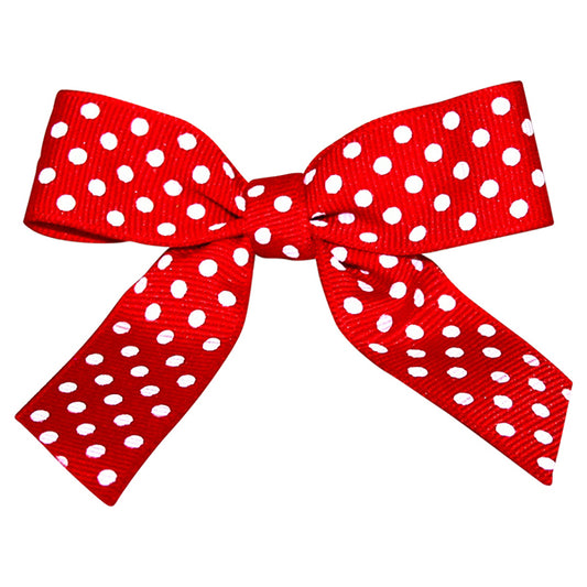 Grosgrain Dots Twist Tie Bows Red