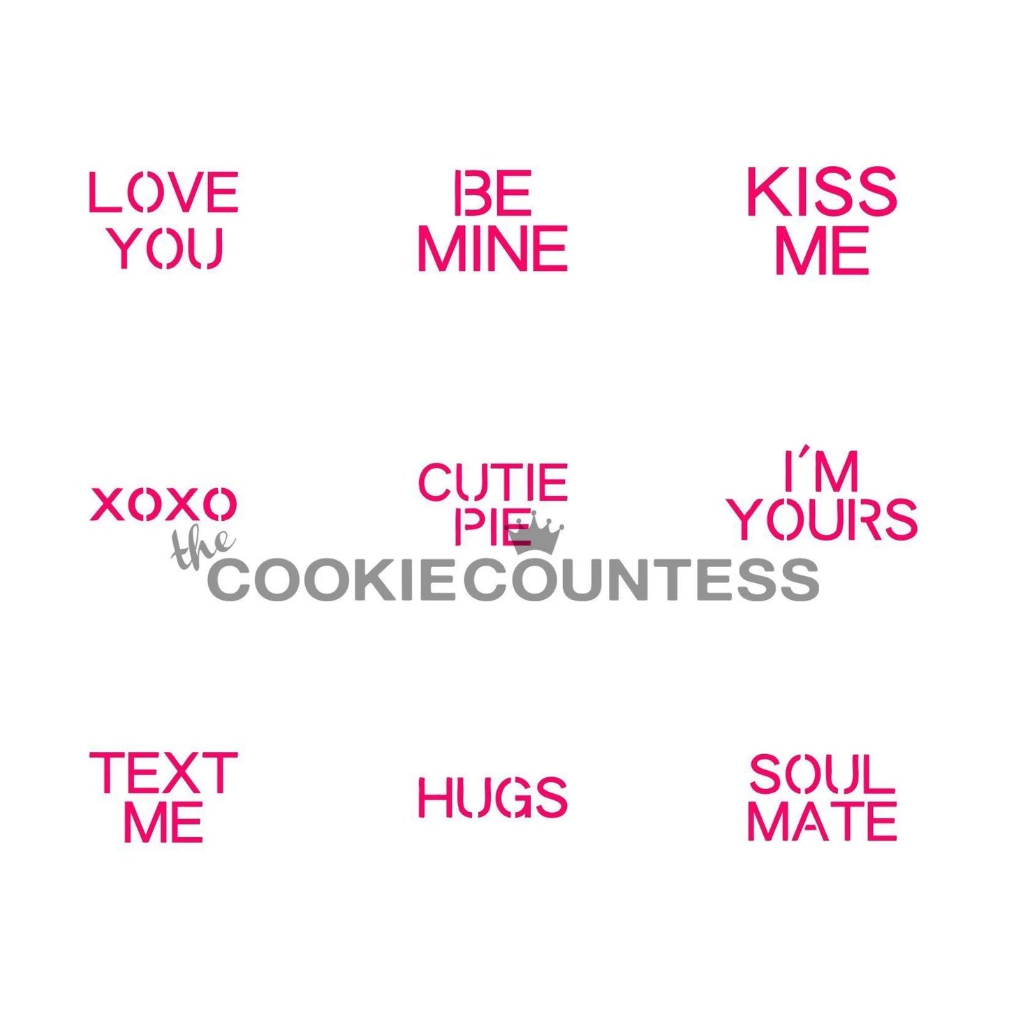 Conversation Hearts Classic Mini 1" Sayings Stencil