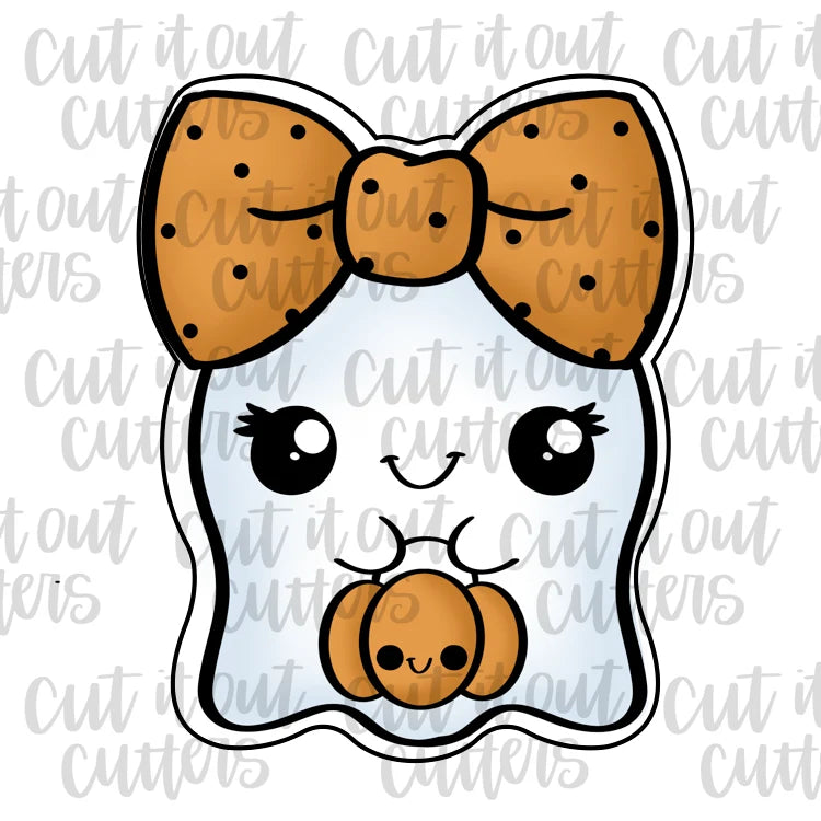 Girly Happy Ghost Cookie Cutter - 3.5"